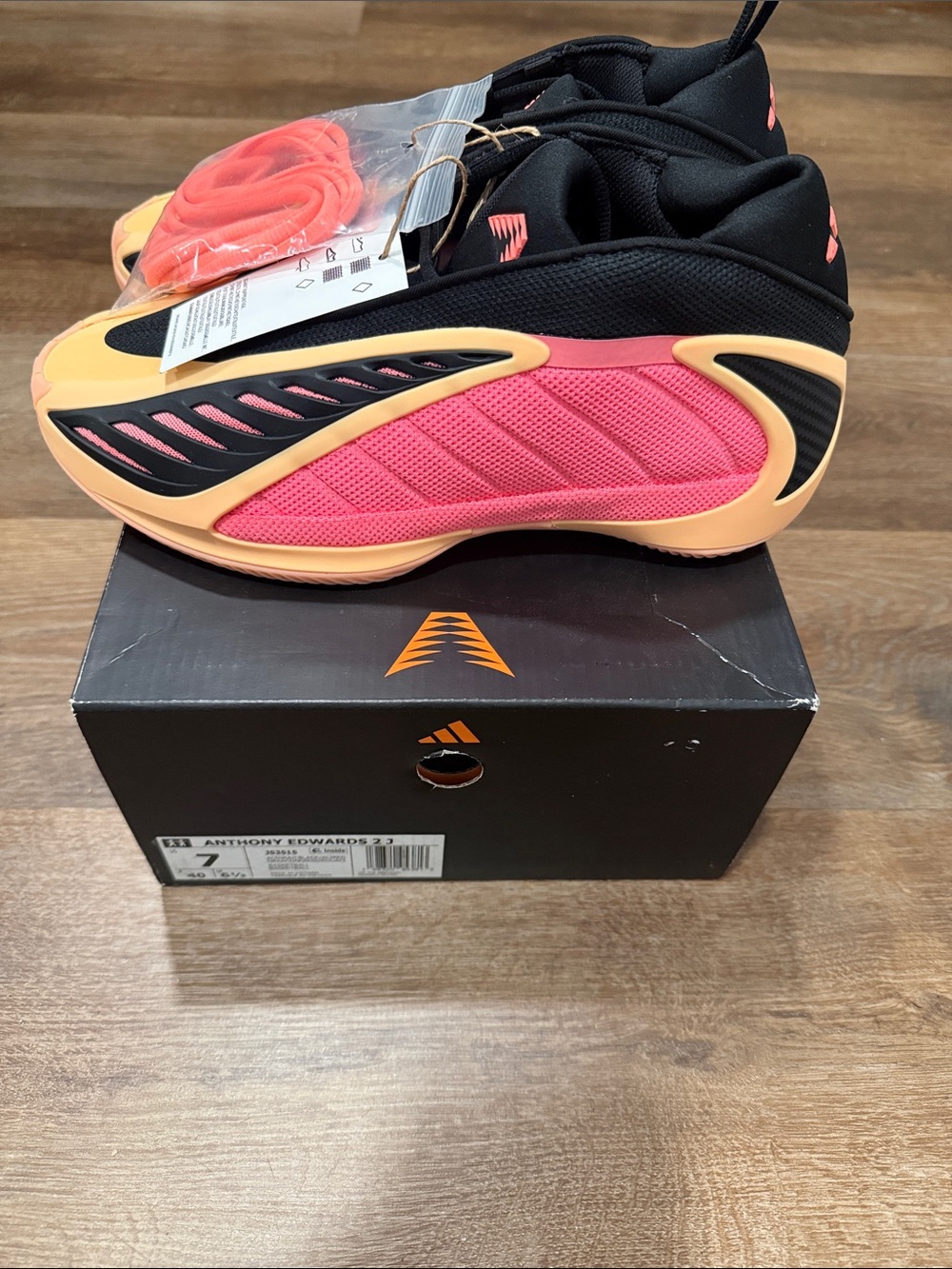 adidas Kids Anthony Edwards Sneakers - Pink & Black with Peach Accents